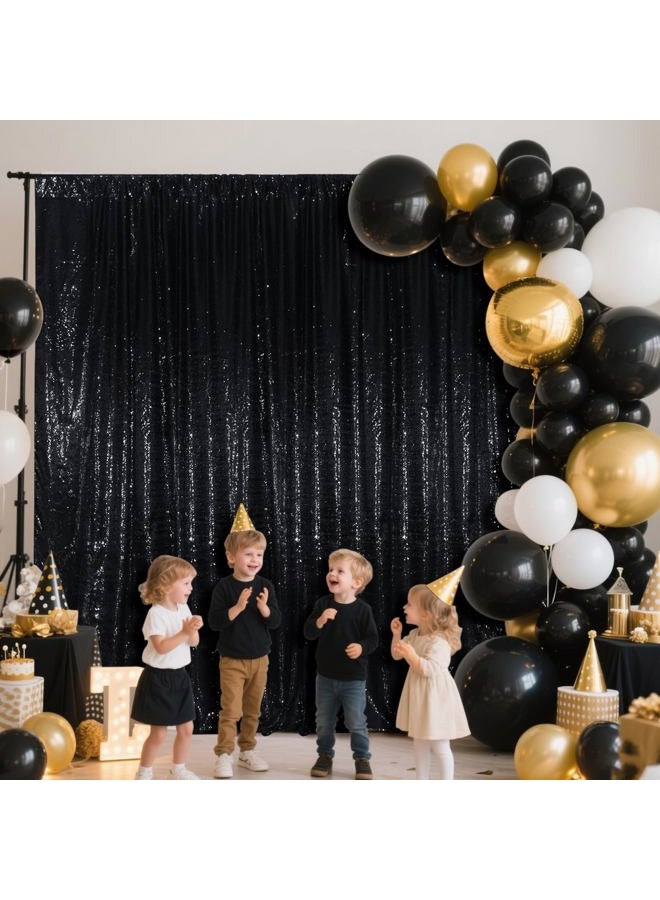 SquarePie 6x6ft Black Sequin Backdrop, High Density Non-Transparent Glitter Curtain for Photography, Birthday, Wedding Party Decorations, Thick Solid Background with 4" Rod Pocket, 1 Panel - Image 5