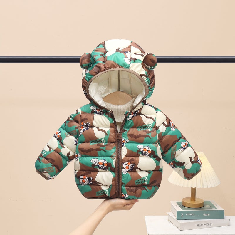 New Kidsren'S Clothing Thickeneded Kidsren'S Down Jackets Cartoon Short Hooded Jackets For Boys And Girls - Image 1