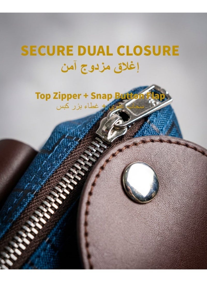 شنطة توت نسائية واسعة وقابلة للطي - حقيبة يد (سعة كبيرة ولا تأخذ مساحة) - حقيبة كتف أكسفورد عملية للسفر والجامعة - كحلي (32x12x45 سم) - Image 4