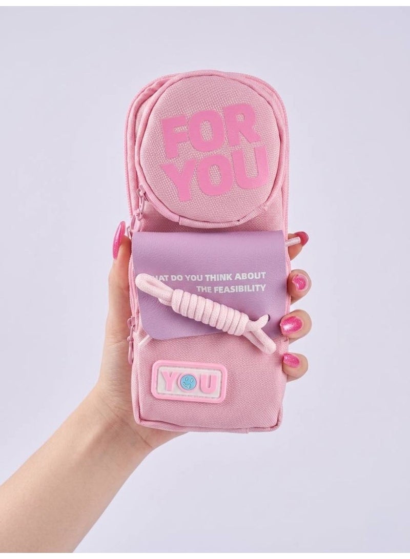Cute Pink Pencil Case with Multiple Pockets for Girls, School Pouch Bag - Image 3