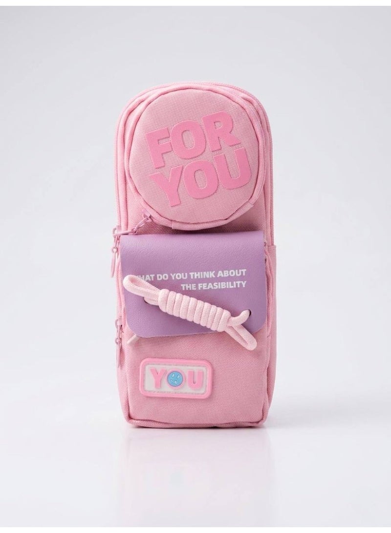 Cute Pink Pencil Case with Multiple Pockets for Girls, School Pouch Bag - Image 2