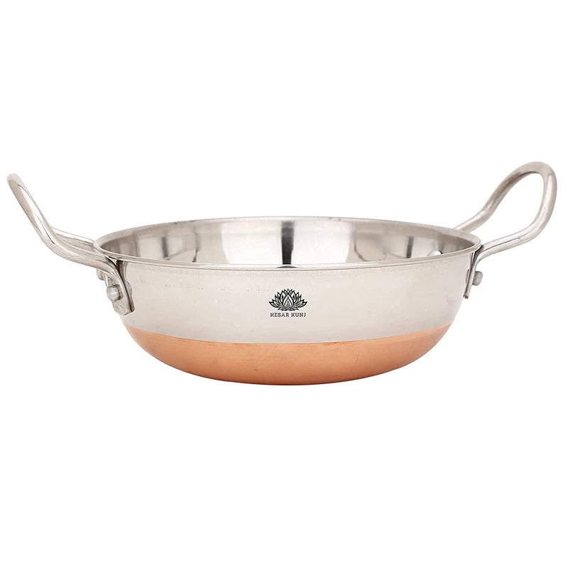 RJ kitchenware Store Stainless Steel Copper Bottom Kadhai Kadai for CookingServing1000 ML 1500 ML 2000 ML Set of 3 Pot Pans for Frying - Image 2