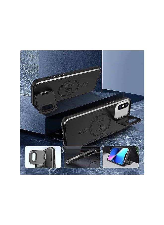 Generic - Magnetic Case For Iphone Xs Max Compatible With Magsafe 2 Layer Military Grade Structure Protection Built In Camera Ring Stand Cover For Iphone Xs Max Black - Image 1