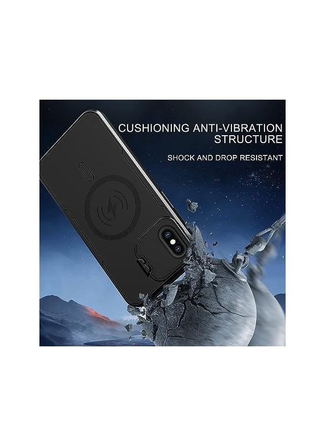 Generic - Magnetic Case For Iphone Xs Max Compatible With Magsafe 2 Layer Military Grade Structure Protection Built In Camera Ring Stand Cover For Iphone Xs Max Black - Image 1