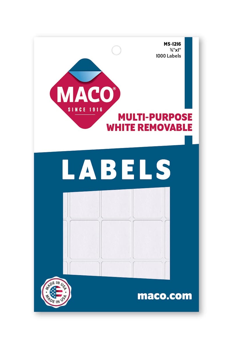 MACO White Rectangular Multi-Purpose Labels, 3/4 x 1 Inches, 1000 Per Box (MS-1216) - Image 4