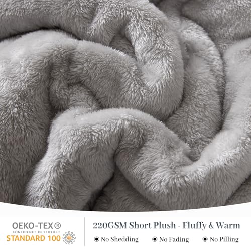 YIYEA Faux Fur Queen Size Comforter Set, Luxury Ultra Soft Fluffy Comforter, Plush Fuzzy Bedding Comforter Sets for Fall Winter, Cozy Warmth, No Shedding, 3PC, Queen, Light Grey - Image 3