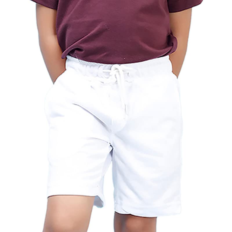 Nusyl Boys Solid Shorts for Kids | Soft Cotton Blend | Comfortable Fit | Casual Daily Wear | 2-16 Years | White - Image 1