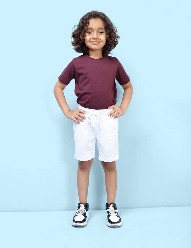Nusyl Boys Solid Shorts for Kids | Soft Cotton Blend | Comfortable Fit | Casual Daily Wear | 2-16 Years | White - Image 2