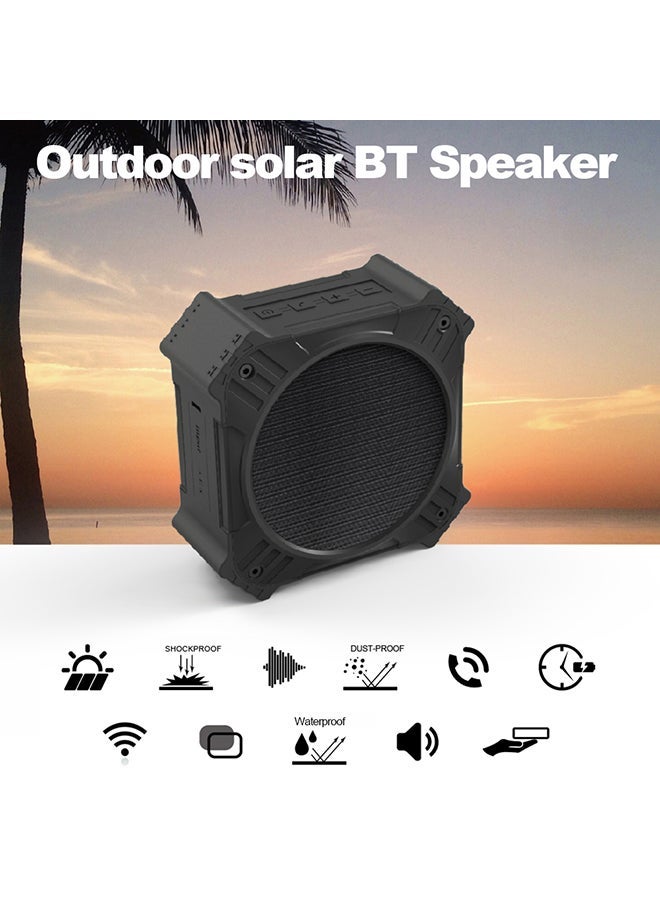 NIBEMINENT Waterproof Solar Rechargeable Subwoofer Bluetooth Speaker Black  - Image 2
