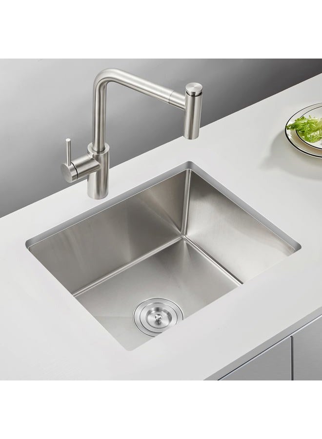 ROVATE 20 x 16 x 9 inch Kitchen Sink Undermount Single Bowl, Bar or Kitchen Sink Handmade, 304 Stainless Steel Kitchen Sinks with Strainer - Image 2