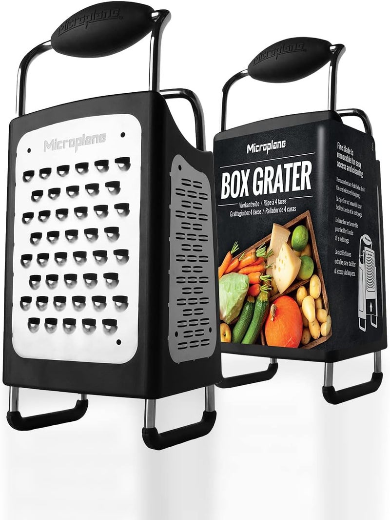 Microplane Four Sided Stainless Steel Ultra-Sharp Multi-Purpose Box Grater - Slicer, Fine, Ribbon, and Extra Coarse Blade Styles - Image 1