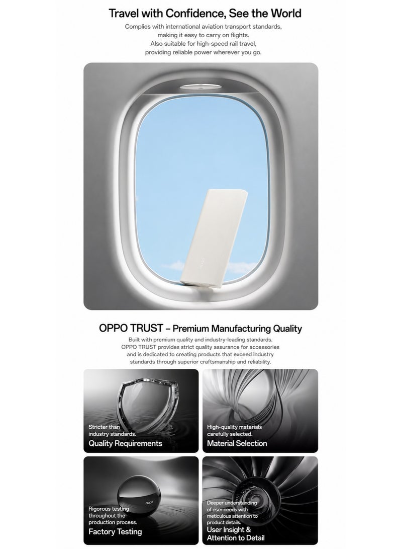 OPPO 80W Power Bank 12000mAh SuperVOOC Backup Battery External Fast Charge 45W PD QC PPS For iPhone Laptop And Multiple Devices Ivory White - Image 2