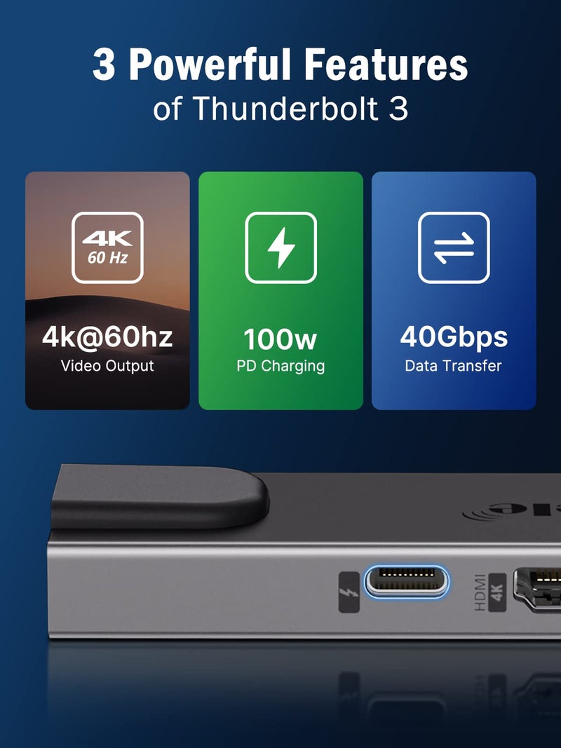 Lemorele USB C Docking Station for MacBook, 7 in 2 USB C Hub with Thunderbolt 3, Gigabit Ethernet, 4K@60Hz HDMI, 2*USB 3.0, SD/TF 3.0 Card Slots, Designed for MacBook Pro/Air M1 M2 2022 2021 2020.. - Image 4