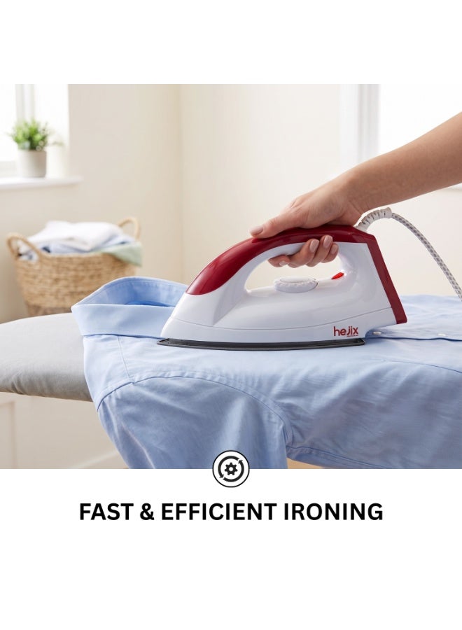 HEJIX Dry Iron, 1000W Clothes Iron with Adjustable Thermostat, Non-Stick Soleplate, Overheat Protection, LED Indicator Light, 360° Swivel Cord, Dry Iron for All Fabric Types-HX422 - Image 3