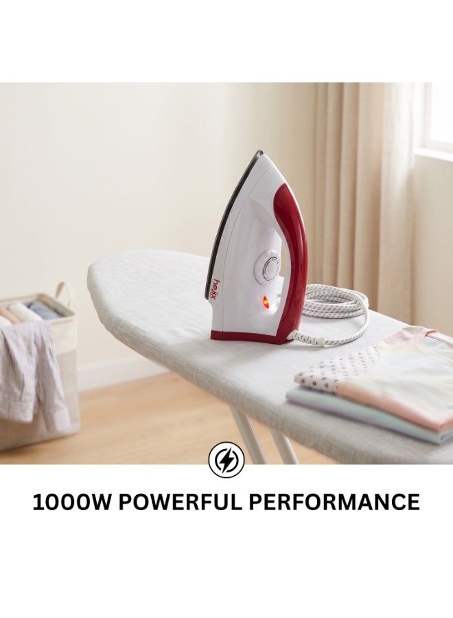 HEJIX Dry Iron, 1000W Clothes Iron with Adjustable Thermostat, Non-Stick Soleplate, Overheat Protection, LED Indicator Light, 360° Swivel Cord, Dry Iron for All Fabric Types-HX422 - Image 2