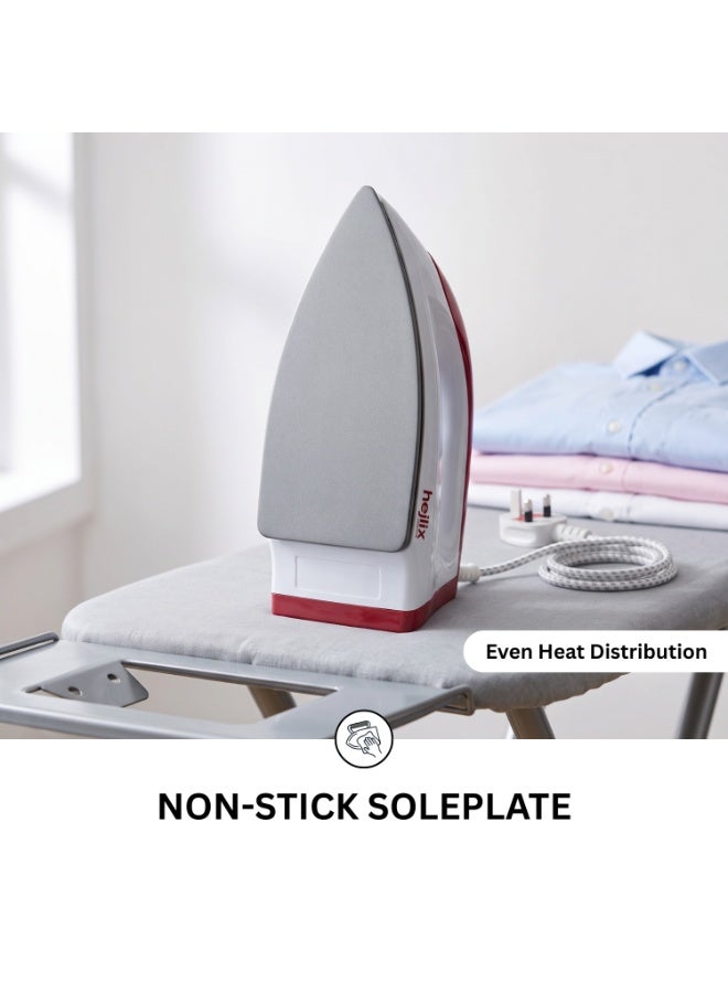HEJIX Dry Iron, 1000W Clothes Iron with Adjustable Thermostat, Non-Stick Soleplate, Overheat Protection, LED Indicator Light, 360° Swivel Cord, Dry Iron for All Fabric Types-HX422 - Image 5