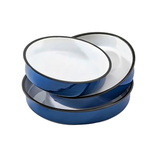 YAMMI TREE 3-Pack Enamel Roasting & Baking Pan Set 10/12/14 Inch Round Cake Pans, High Temperature Resistant Baking Dishes for Turkey Pizza Casseroles Oven Bakeware PFOA & PTFE Free Ideal Gift for Mom - CookWare - Image 1