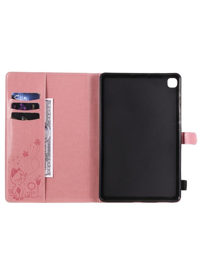 Green Tiger - Samsung Galaxy S6 Lite P610 Cat Bee Embossing Pattern Shockproof Table PC Protective Horizontal Flip Leather Case with Holder and Card Slots and Wallet and Pen Slot and Wake up Sleep Function Pink - Image 1