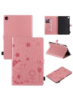 Samsung Galaxy S6 Lite P610 Cat Bee Embossing Pattern Shockproof Table PC Protective Horizontal Flip Leather Case with Holder and Card Slots and Wallet and Pen Slot and Wake up Sleep Function Pink