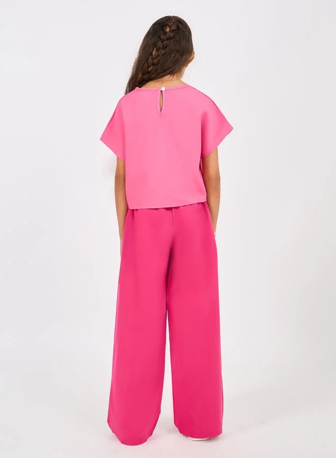 Styli Girl Graphic Print T-Shirt & Wide Leg Pants Set