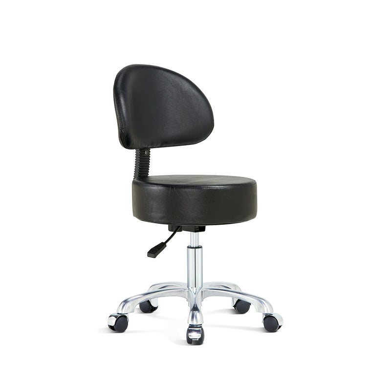 Lilfurni Lilfurni Round Chair with BackThick Sturdy PaddingSwivel Rolling StoolAdjustable Stool with Wheels with Back Black 