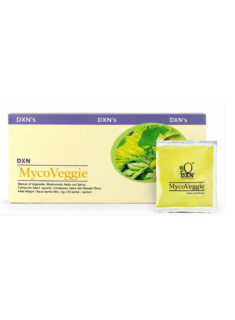 دي اكس ان DXN MycoVeggie (40 كيساً × 5 جم) | مشروب غذائي فاخر من الفطر والخضروات - Image 2