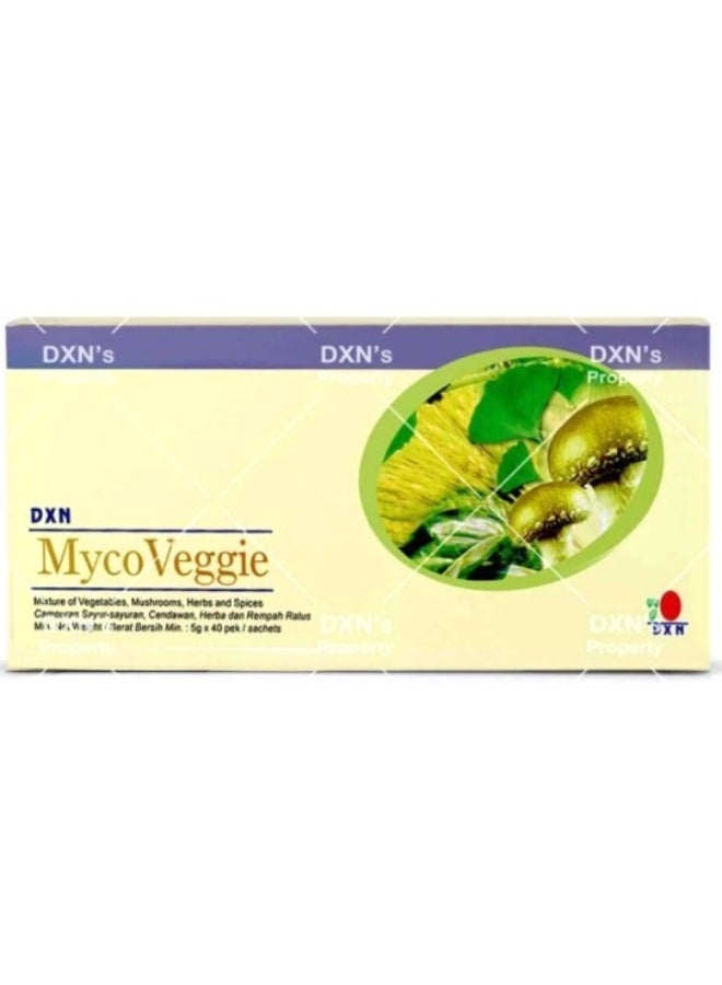 دي اكس ان DXN MycoVeggie (40 كيساً × 5 جم) | مشروب غذائي فاخر من الفطر والخضروات - Image 1