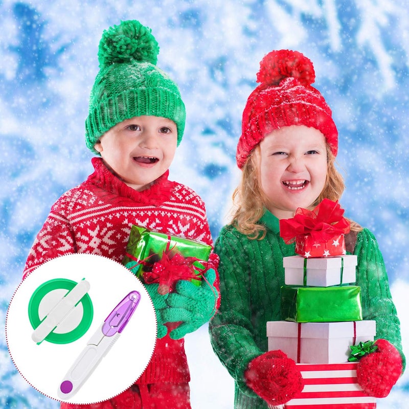 TOODOO Pom Pom Maker, 4 Different Sizes Pompom Maker Fluff Ball Needle Craft DIY Wool Knitting Craft Knitting Wool Tool Kit with Thread Cutter Scissors (Color Set B) - Image 4