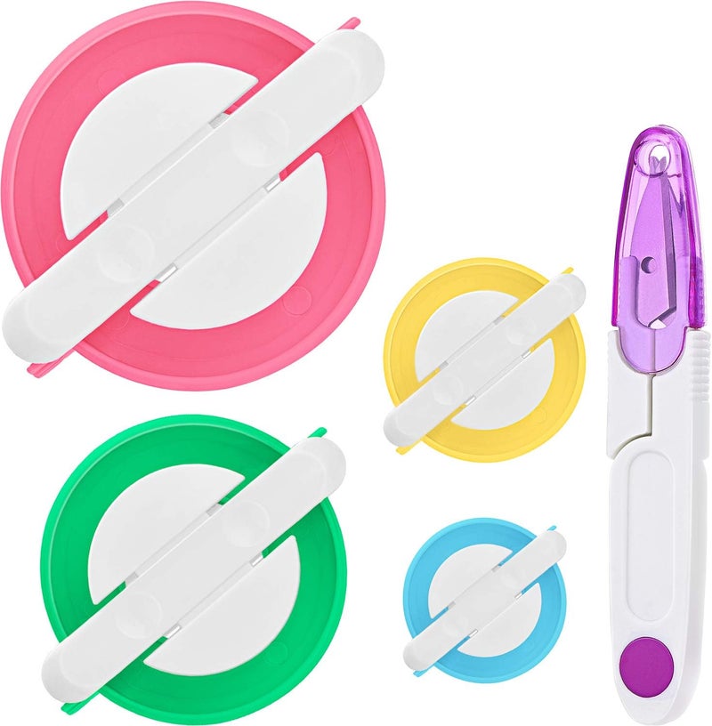TOODOO Pom Pom Maker, 4 Different Sizes Pompom Maker Fluff Ball Needle Craft DIY Wool Knitting Craft Knitting Wool Tool Kit with Thread Cutter Scissors (Color Set B) - Image 1