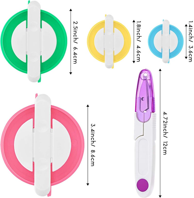 TOODOO Pom Pom Maker, 4 Different Sizes Pompom Maker Fluff Ball Needle Craft DIY Wool Knitting Craft Knitting Wool Tool Kit with Thread Cutter Scissors (Color Set B) - Image 2