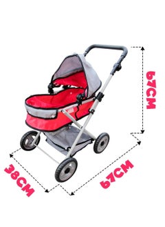 UKR 2-in-1 Doll Pram Stroller for Girls – Foldable Pushchair with Adjustable Canopy & Storage Basket, Fits Dolls up to 42 cm - pzsku/ZC58193B1E5489EDD5A69Z/45/_/1735564626/9874af84-9a17-4f01-95de-c1155c8389f4