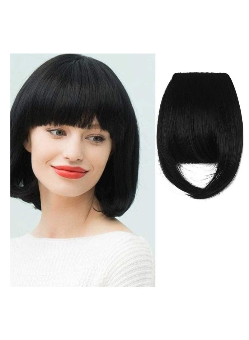 إستيل قطعتان من وصلات الشعر في الانفجارات السميكة والأنيقة والهادئة لتمديد الشعر بطول 8 "قطعة واحدة بمشبك على الانفجارات الأمامية قطعة شعر سوداء داكنة - Image 1