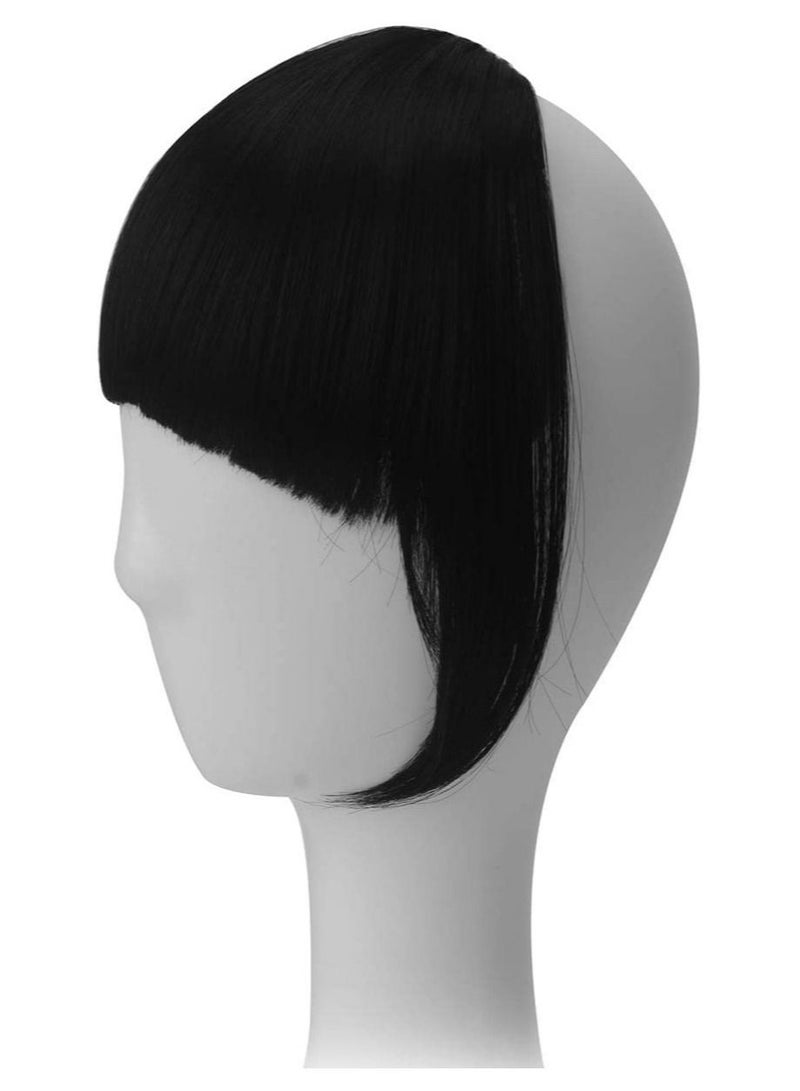 إستيل قطعتان من وصلات الشعر في الانفجارات السميكة والأنيقة والهادئة لتمديد الشعر بطول 8 "قطعة واحدة بمشبك على الانفجارات الأمامية قطعة شعر سوداء داكنة - Image 4