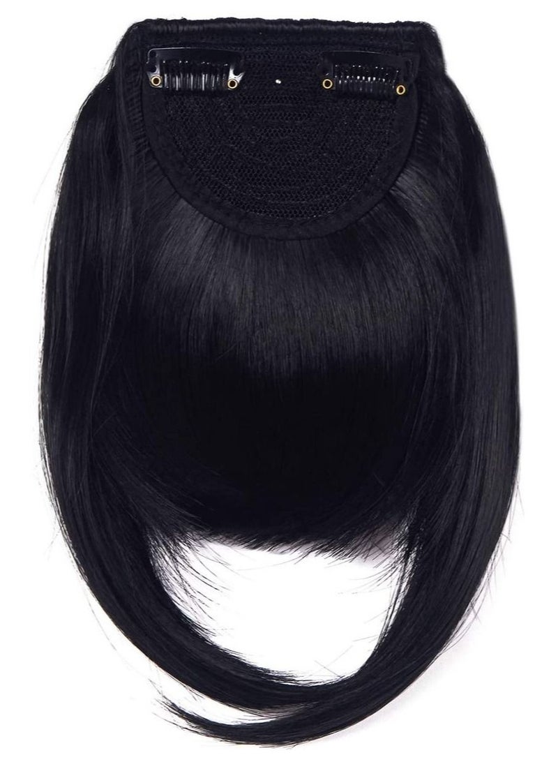إستيل قطعتان من وصلات الشعر في الانفجارات السميكة والأنيقة والهادئة لتمديد الشعر بطول 8 "قطعة واحدة بمشبك على الانفجارات الأمامية قطعة شعر سوداء داكنة - Image 3