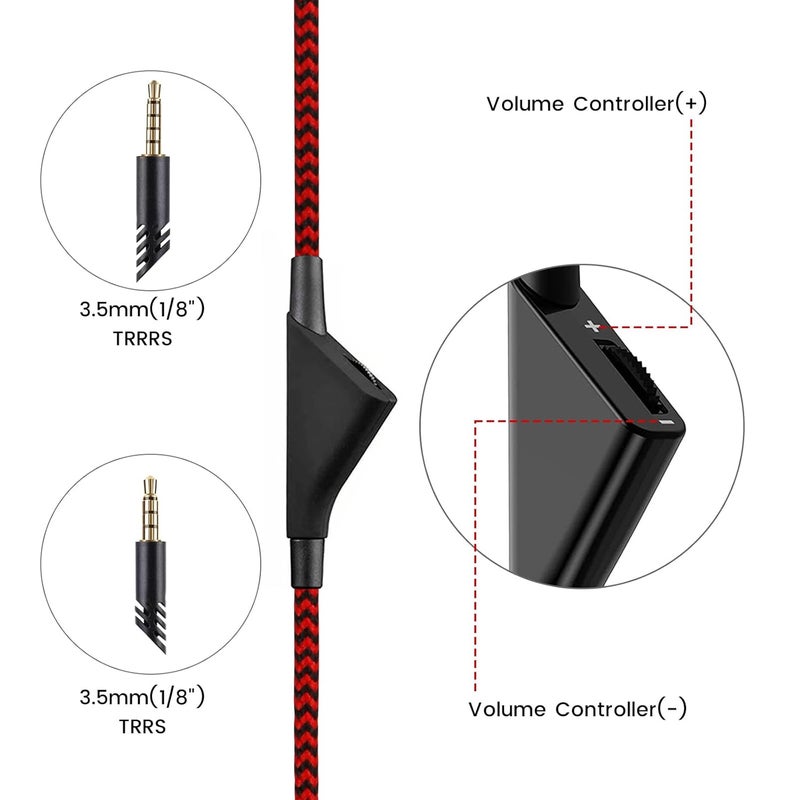 weishan All storage space compatible A10 Headphone Cable Replacement for Astro A40 A40 TR 3.5mm Braided Detachable AUX Cable with In-line Volume Controller, 6ft Fine detail - Image 4