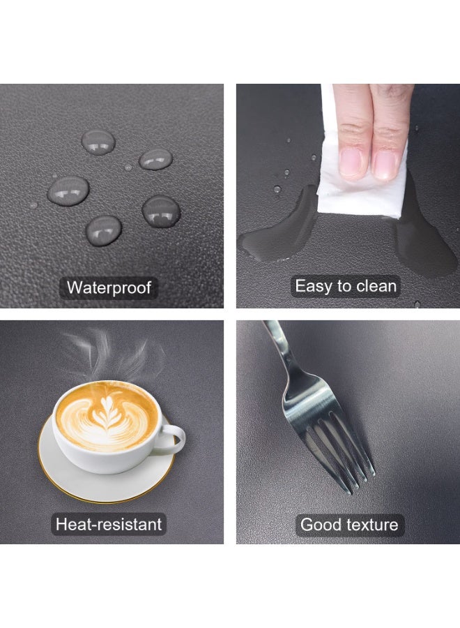 هومستر مواضع رمادية على طاولة الطعام مجموعة من 6، واقية من الماء ماسحة PU الجلد مكان السجاد في الداخل، قابلة للغسيل المطبخ سجاد للحفلات المنزل ديكور - Image 2