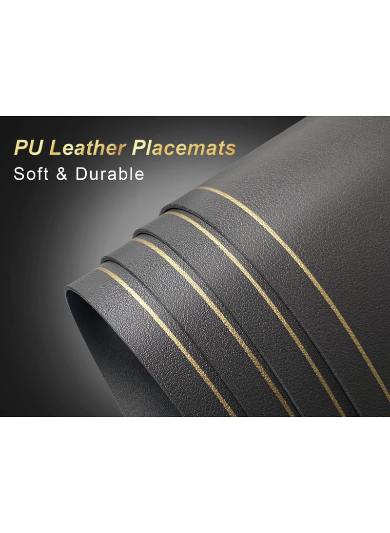 هومستر مواضع رمادية على طاولة الطعام مجموعة من 6، واقية من الماء ماسحة PU الجلد مكان السجاد في الداخل، قابلة للغسيل المطبخ سجاد للحفلات المنزل ديكور - Image 4