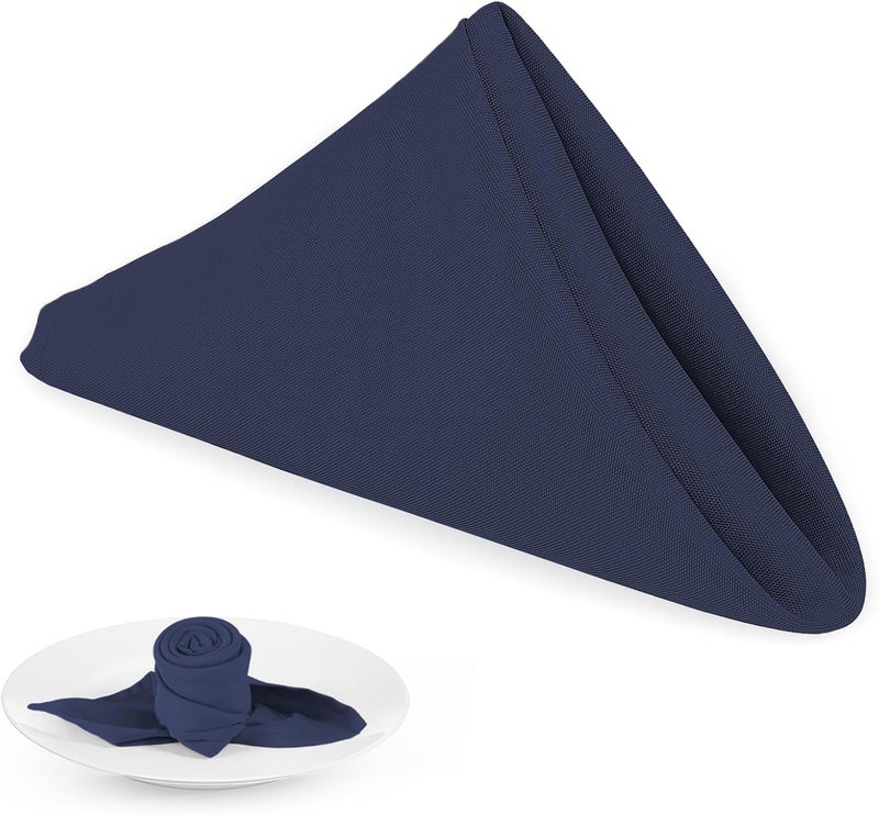 PLOYMONO Navy Blue Heavy Duty Polyester Napkins - 17 x 17 Inch Solid Washable Cloth Dinner Napkins - Set of 8 Napkins with Hemmed Edges - Great for Weddings, Parties, Banquets Dinner & More - Image 1