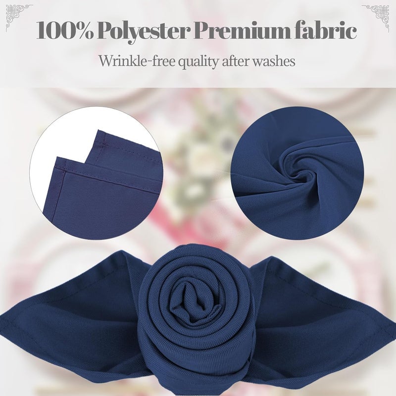 PLOYMONO Navy Blue Heavy Duty Polyester Napkins - 17 x 17 Inch Solid Washable Cloth Dinner Napkins - Set of 8 Napkins with Hemmed Edges - Great for Weddings, Parties, Banquets Dinner & More - Image 3