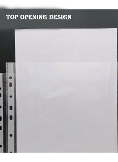 GBQ 100PCS11 Hole 4C Glossy Plastic Punching Pocket Folder A4 Plastic Folder A4 Pocket Document Set Clear  - Image 2