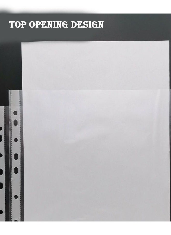 GBQ 100PCS11 Hole 4C Glossy Plastic Punching Pocket Folder A4 Plastic Folder A4 Pocket Document Set Clear  - Image 2
