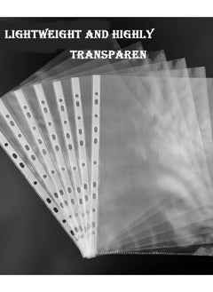 GBQ 100PCS11 Hole 4C Glossy Plastic Punching Pocket Folder A4 Plastic Folder A4 Pocket Document Set Clear  - Image 3