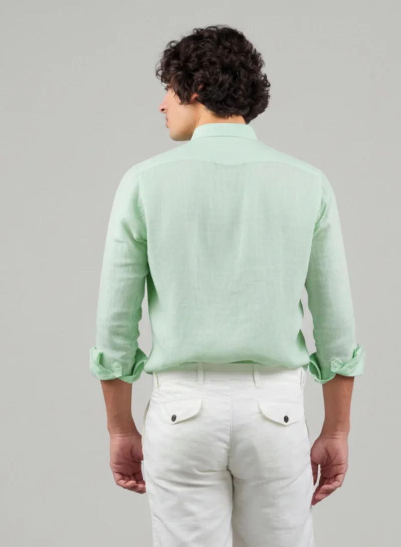 Just Nature Green 100% Linen Classic Fit Shirt for Men | Best Price UAE