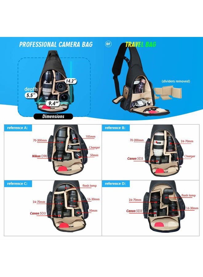 BPAULL DSLR Camera Bag Waterproof Camera Sling Backpack with Rain Cover Outdoor Travel Backpack Camera Bag Case for Laptop Canon Nikon Sony Pentax DSLR Cameras,Lens,Tripod and Accessories - Image 5