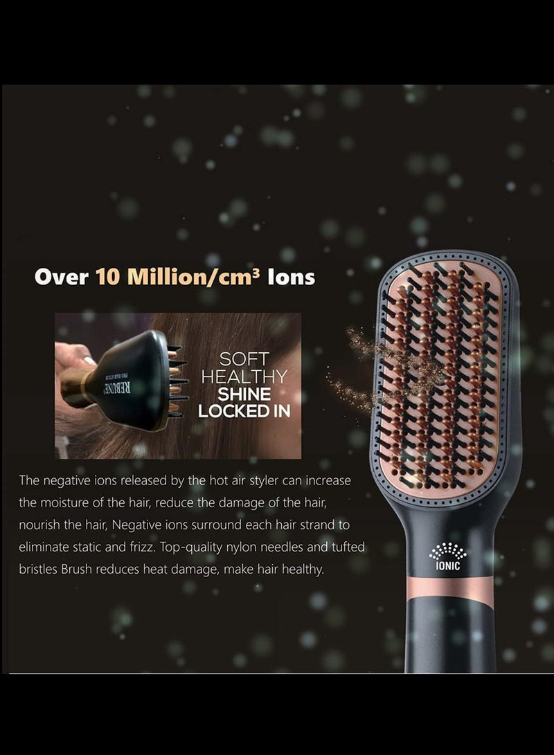 REBUNE 1300W Hair Dryer & Volumizer Styler Hot Air Brush Black/Gold - Image 4