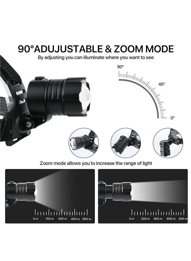 500 Lumens Head Lamps LED Flashlight Headlamp IPX4 Waterproof with Battery Box Flash Light with Bright White Torch Adjustable Zoom Angle Head Light for Working  Running500 Lumens Head Lamp LED Flashli