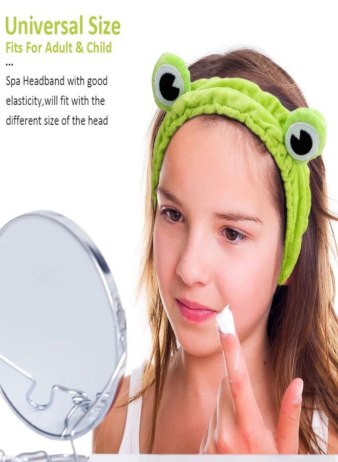 AHONEY Frog Headband Skin care Headbands and Wristbands Cute Spa Wrist Band Fluffy Hand Cuffs Women Girls Kids Facial Makeup Accessories Costume Party Supply Birthday Gift (Frog) - Image 3