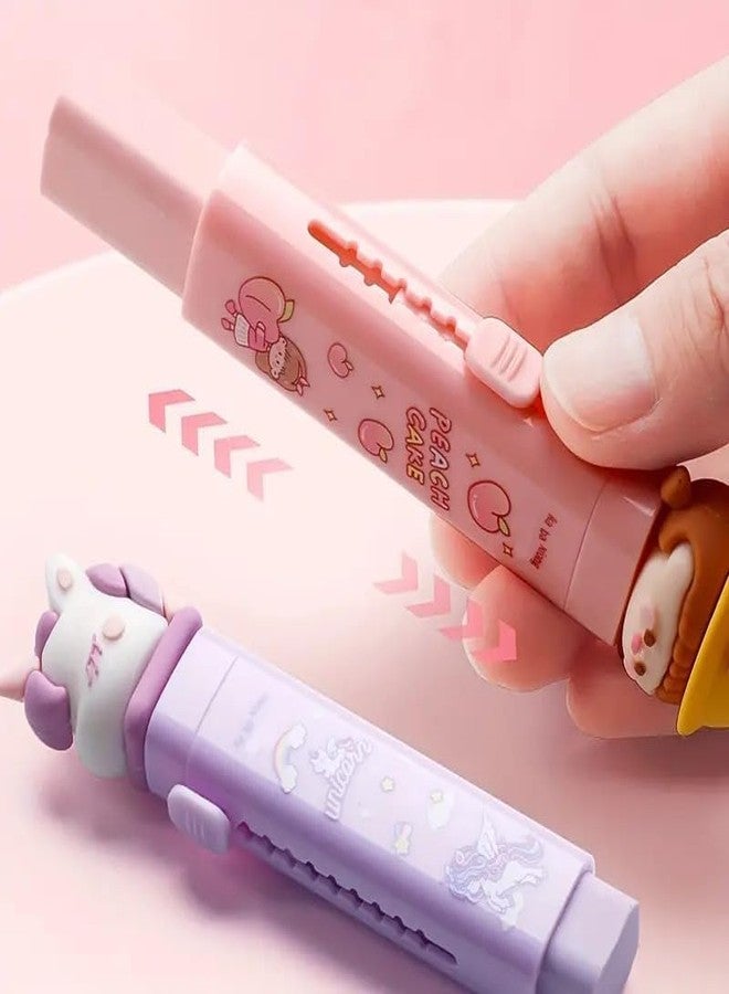 QQ Show Girl Cutter Shaped Eraser Set Expandable Pull Eraser Retractable Creative Pencil Erasers Cartoon Cute Eraser Stationary Set for Kids Pack of 2 - Image 3