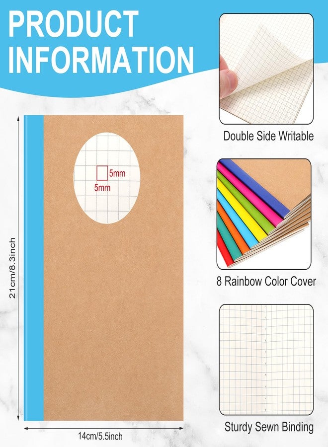 Epakh 24 Pack Graph Paper Notebooks A5 Grid Notepad 8.3 x 5.5 inch College Ruled Composition Notebook Steno Pad Memo Notebook 60 Pages for School Travel Office Business(Grid Graph) - Image 2