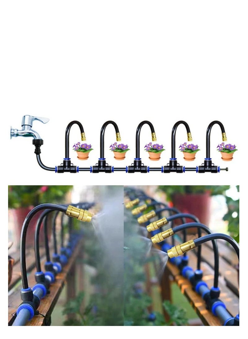 Soofam Brass spray nozzle tip, 10 PCS High Pressure Misting Nozzles with 8 inch Hose, 360° Adjustable Rotation for Outdoor Cooling System, Durable Lawn Humidification Sprayer Tips - Image 1